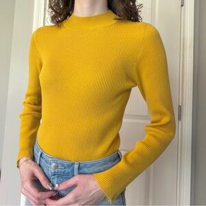Arizona Jean Co mock neck mustard yellow long sleeve shirt top